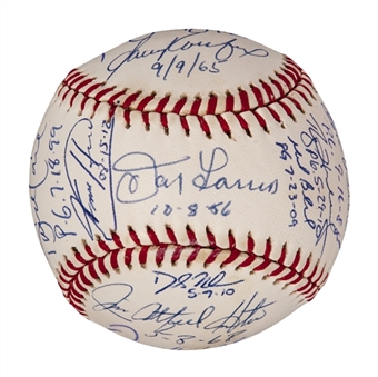 Amazing Baseball Signed By Every Pitcher Who Threw a Perfect Game In Past 90 Years with 18 Signatures (PSA/DNA)